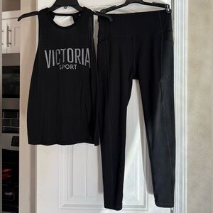 Victoria Secrets Sport Black Tank and Leggings Set